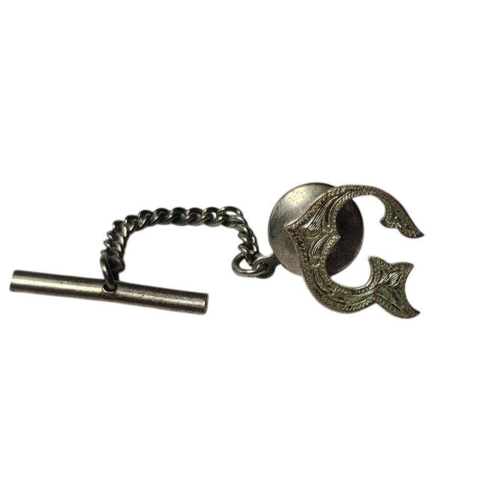 Vintage Sterling Silver Initial G Tie Tack Monogram Letter G Men's Vintage